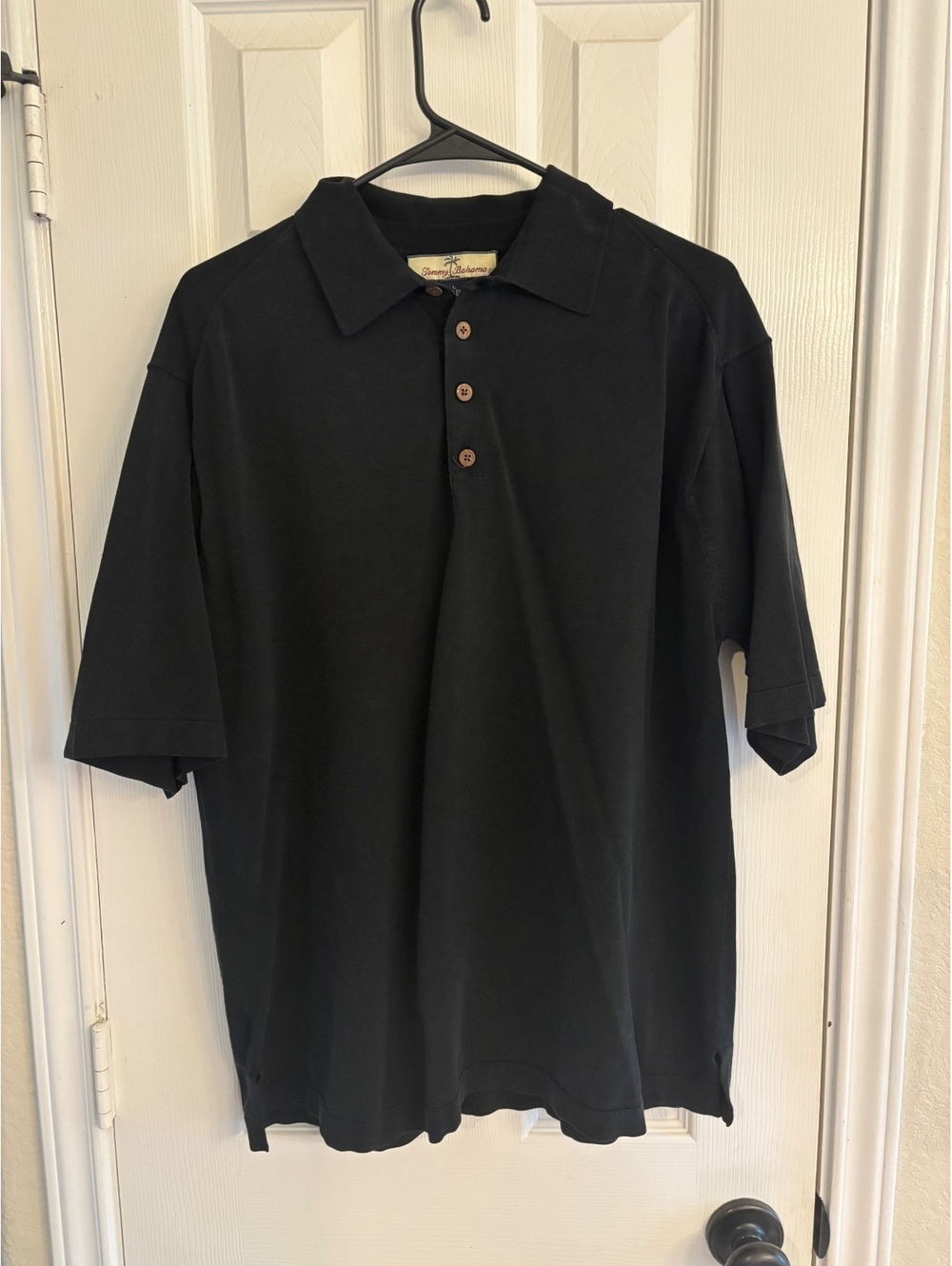 Tommy Bahama Men's Silk Cotton Polo Shirt Short Sleeve Casual Black Size L